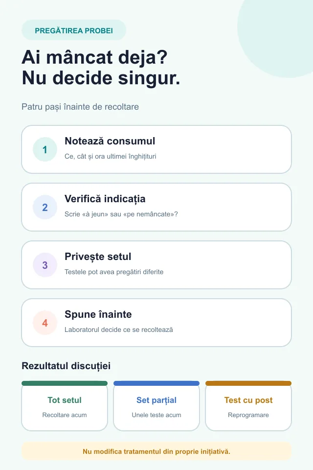 Patru pași după ce ai mâncat înainte de analize și trei rezultate posibile ale discuției cu laboratorul