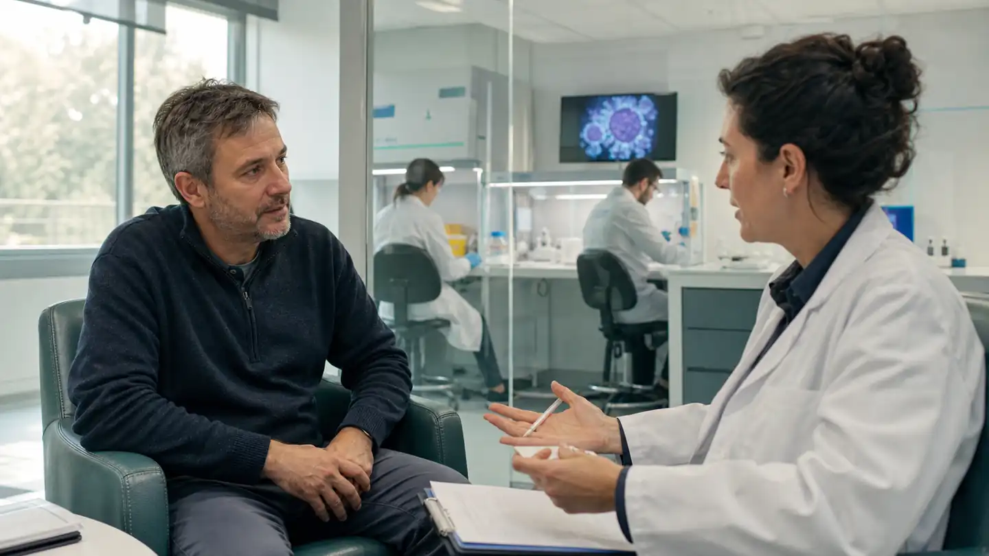 Echipă clinică într-un laborator de imunoterapie celulară