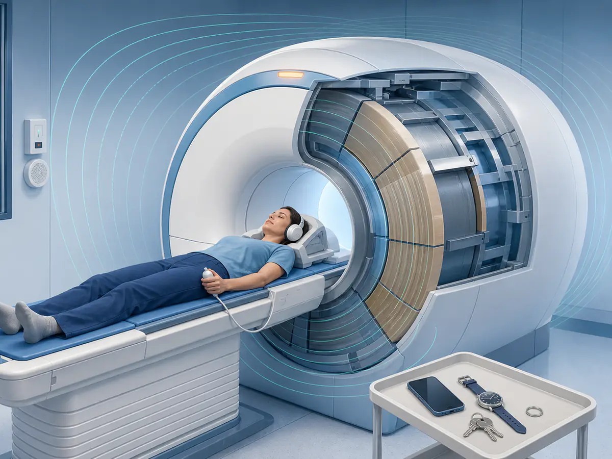 Hartă vizuală a traseului RMN de la programare și verificarea de siguranță la scanare și primirea raportului radiologic