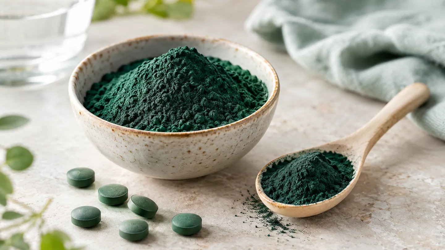 Pulbere verde-albăstruie și comprimate verzi.